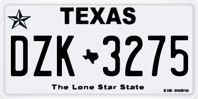 TX license plate DZK3275
