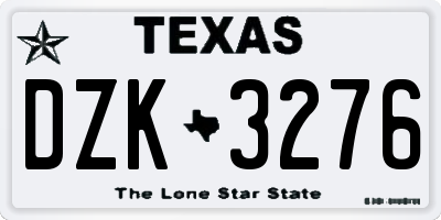 TX license plate DZK3276