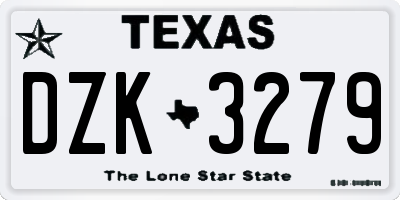 TX license plate DZK3279