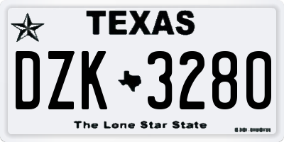 TX license plate DZK3280