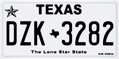 TX license plate DZK3282