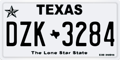 TX license plate DZK3284