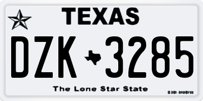 TX license plate DZK3285