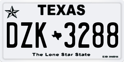 TX license plate DZK3288