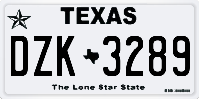 TX license plate DZK3289
