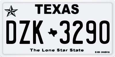 TX license plate DZK3290