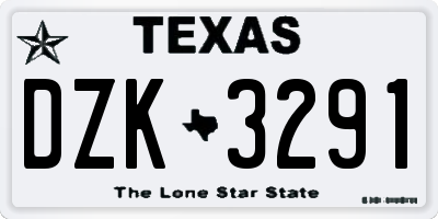 TX license plate DZK3291