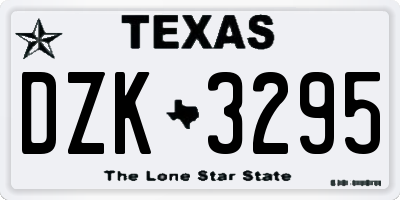 TX license plate DZK3295