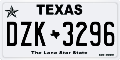TX license plate DZK3296