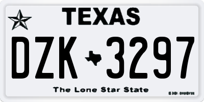 TX license plate DZK3297