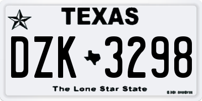 TX license plate DZK3298