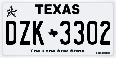 TX license plate DZK3302