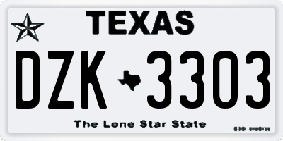 TX license plate DZK3303