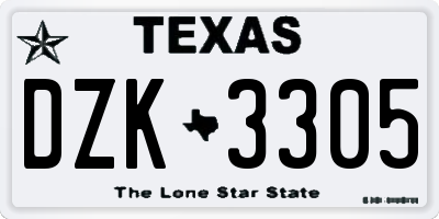 TX license plate DZK3305