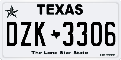 TX license plate DZK3306