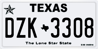 TX license plate DZK3308