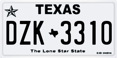 TX license plate DZK3310