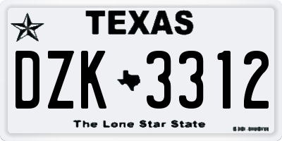 TX license plate DZK3312