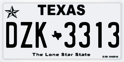 TX license plate DZK3313