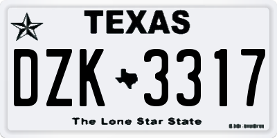 TX license plate DZK3317