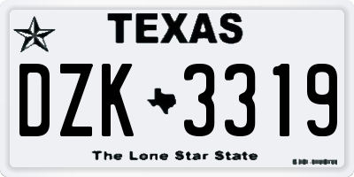 TX license plate DZK3319