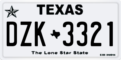 TX license plate DZK3321