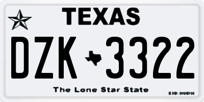 TX license plate DZK3322