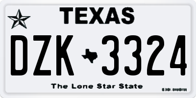TX license plate DZK3324