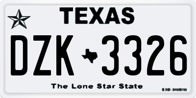 TX license plate DZK3326