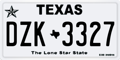 TX license plate DZK3327