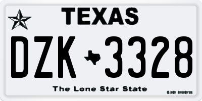 TX license plate DZK3328