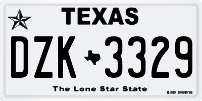 TX license plate DZK3329