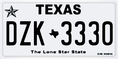 TX license plate DZK3330