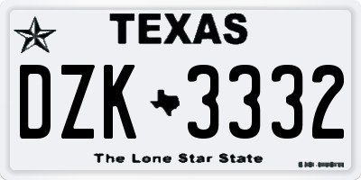 TX license plate DZK3332