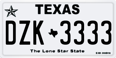 TX license plate DZK3333