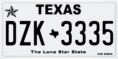 TX license plate DZK3335