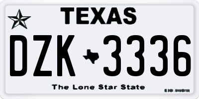 TX license plate DZK3336