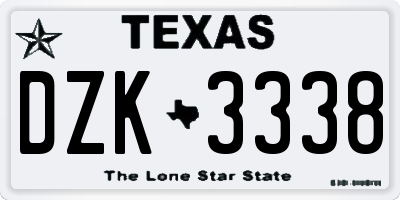 TX license plate DZK3338