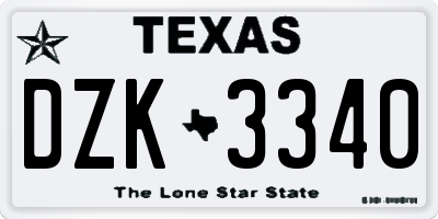 TX license plate DZK3340