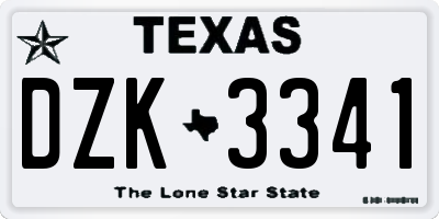TX license plate DZK3341