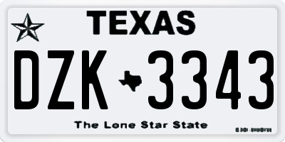 TX license plate DZK3343