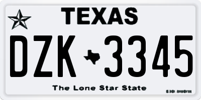 TX license plate DZK3345