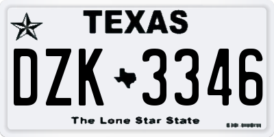 TX license plate DZK3346