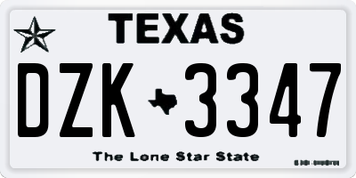 TX license plate DZK3347