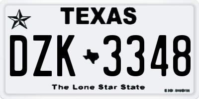 TX license plate DZK3348