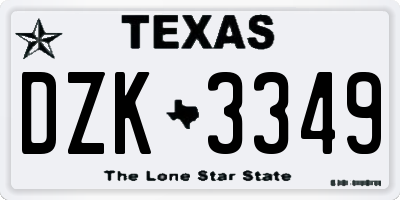 TX license plate DZK3349