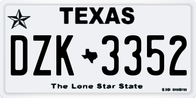 TX license plate DZK3352