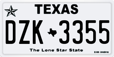 TX license plate DZK3355