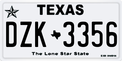 TX license plate DZK3356