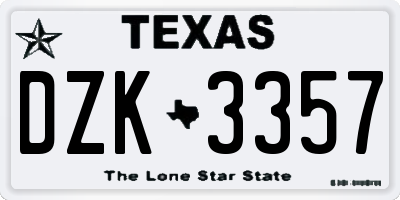TX license plate DZK3357